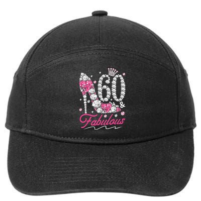 60th Birthday 60 & Fabulous Pink 60 Years Old Diamond Shoes 7-Panel Snapback Hat