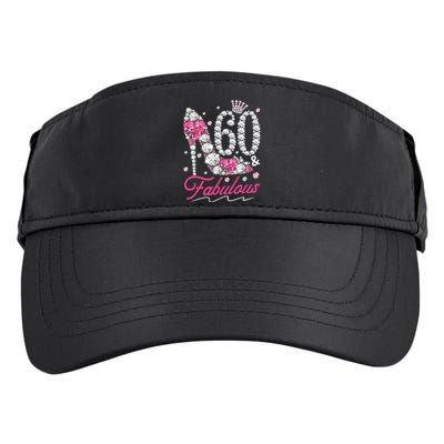 60th Birthday 60 & Fabulous Pink 60 Years Old Diamond Shoes Adult Drive Performance Visor