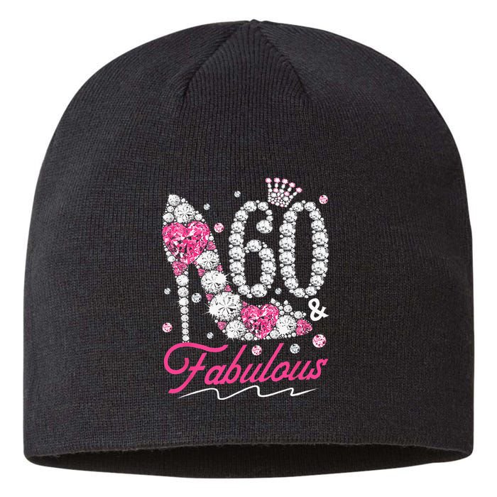 60th Birthday 60 & Fabulous Pink 60 Years Old Diamond Shoes Sustainable Beanie