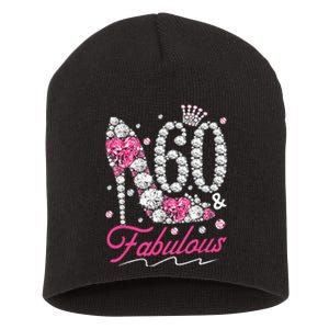 60th Birthday 60 & Fabulous Pink 60 Years Old Diamond Shoes Short Acrylic Beanie