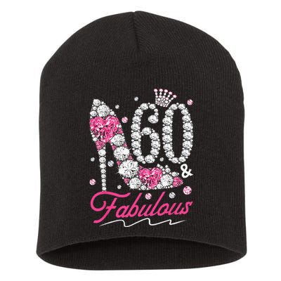 60th Birthday 60 & Fabulous Pink 60 Years Old Diamond Shoes Short Acrylic Beanie