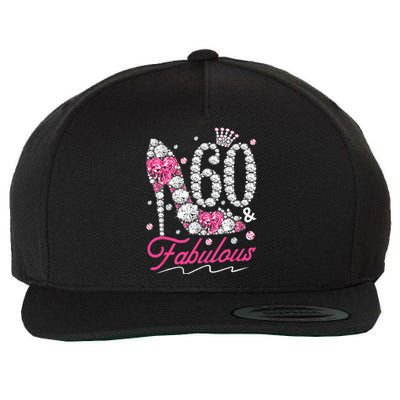 60th Birthday 60 & Fabulous Pink 60 Years Old Diamond Shoes Wool Snapback Cap