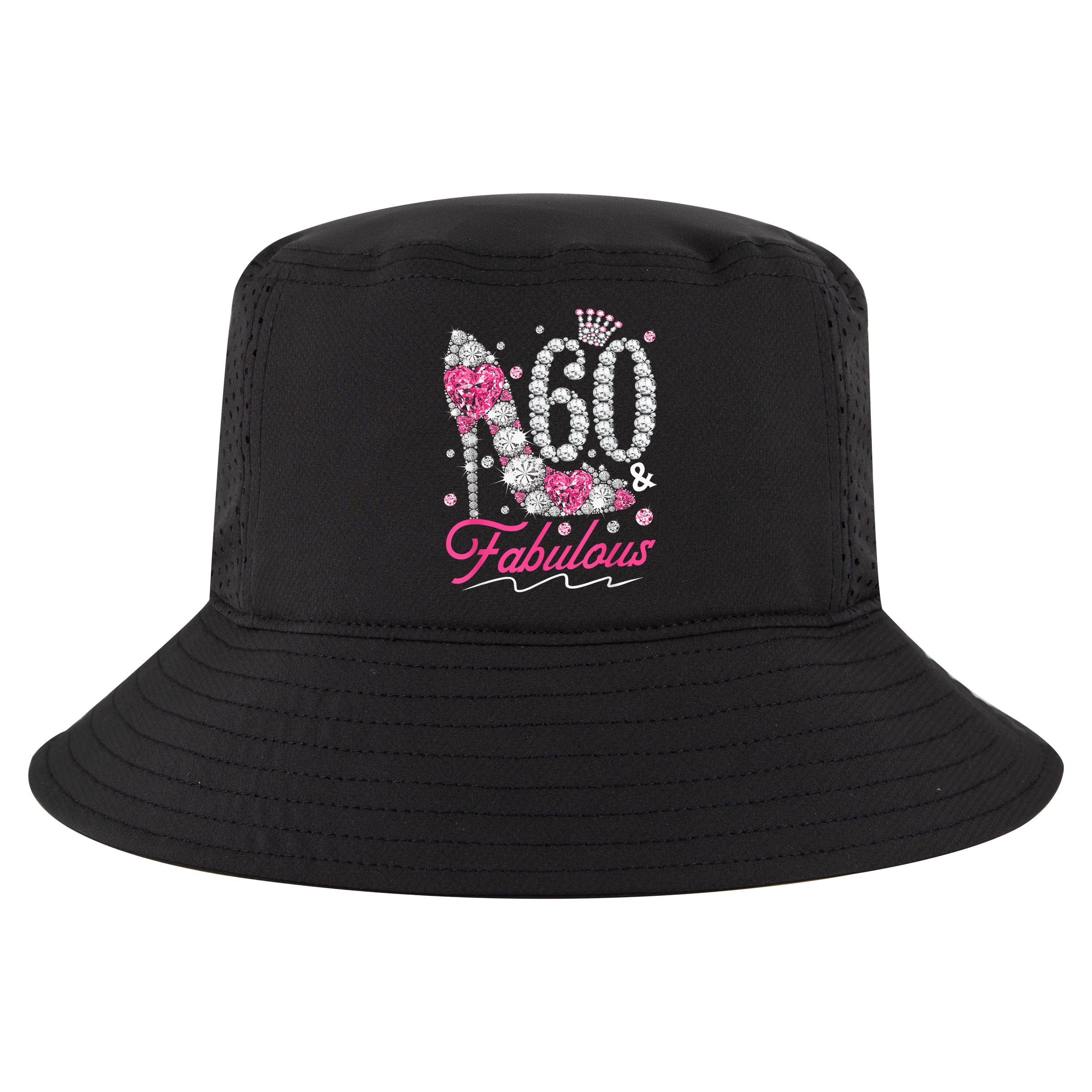 60th Birthday 60 & Fabulous Pink 60 Years Old Diamond Shoes Cool Comfort Performance Bucket Hat
