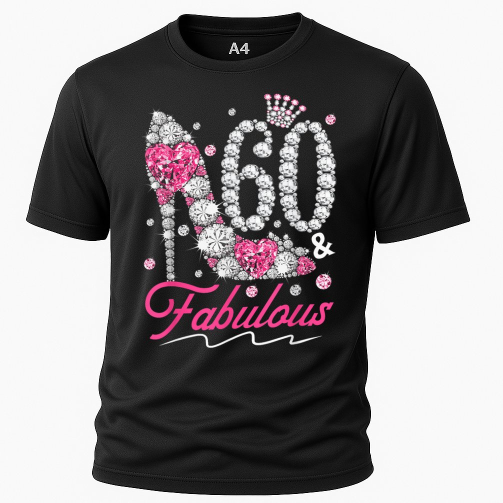 60th Birthday 60 & Fabulous Pink 60 Years Old Diamond Shoes Cooling Performance Crew T-Shirt