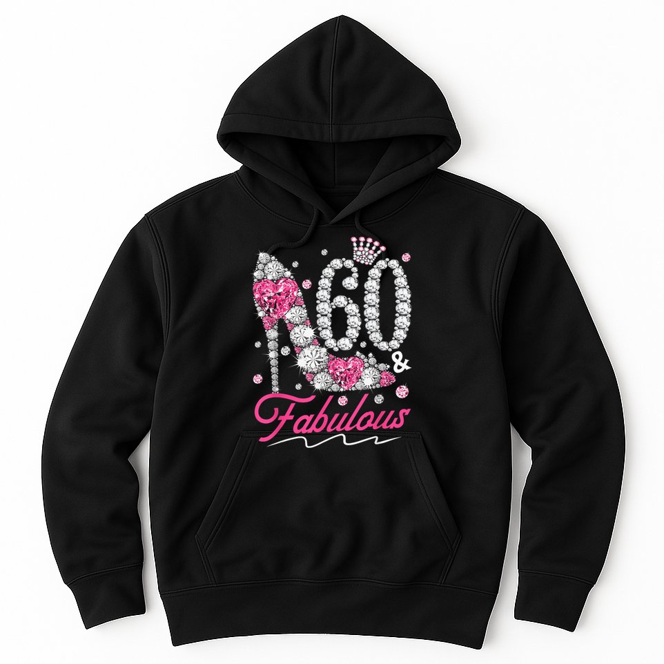 60th Birthday 60 & Fabulous Pink 60 Years Old Diamond Shoes Hoodie