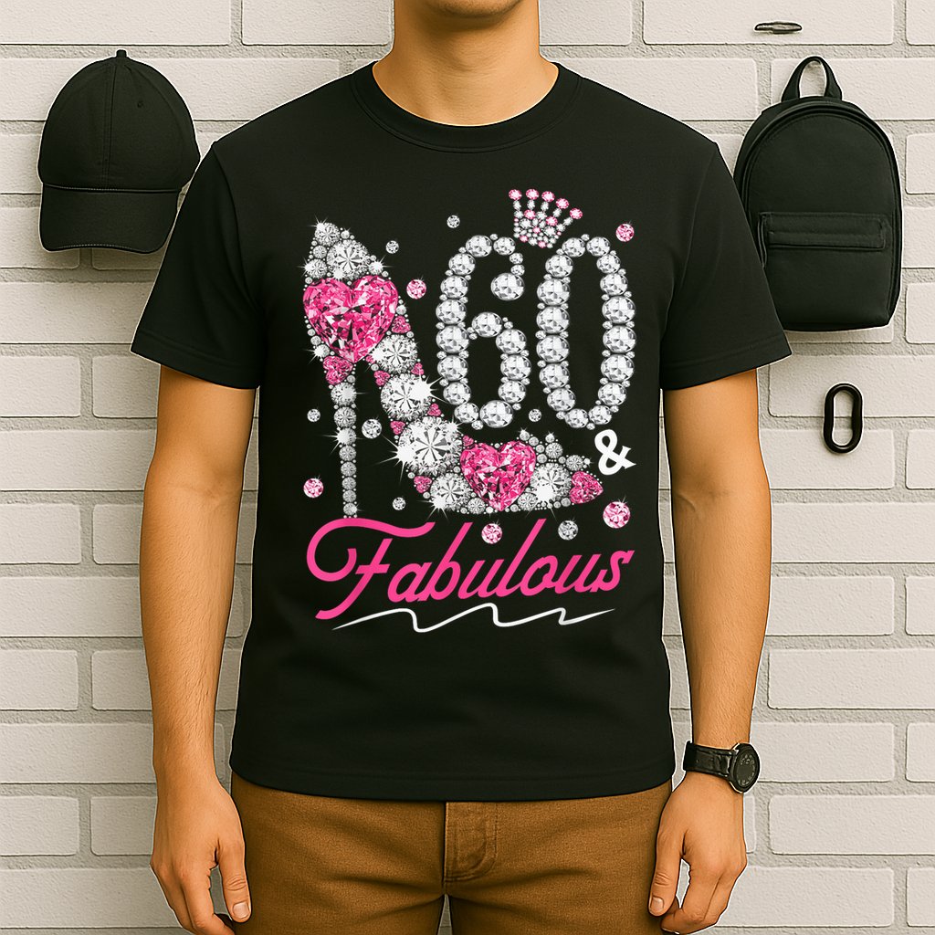 60th Birthday 60 & Fabulous Pink 60 Years Old Diamond Shoes T-Shirt