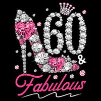60th Birthday 60 & Fabulous Pink 60 Years Old Diamond Shoes Drawstring Bag