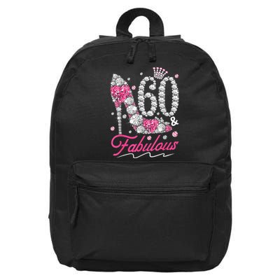 60th Birthday 60 & Fabulous Pink 60 Years Old Diamond Shoes 16 in Basic Backpack