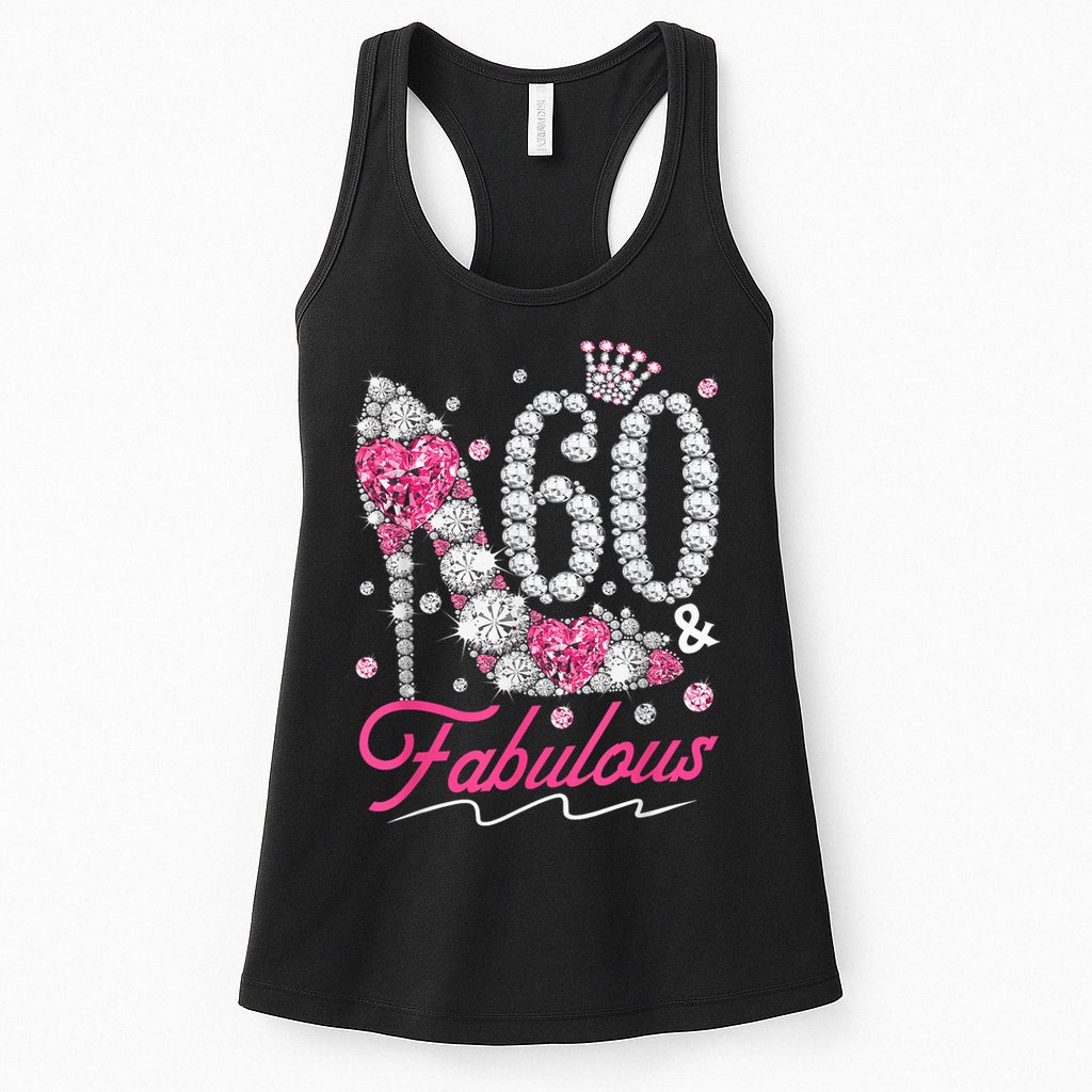 60th Birthday 60 & Fabulous Pink 60 Years Old Diamond Shoes Womens Tank Top