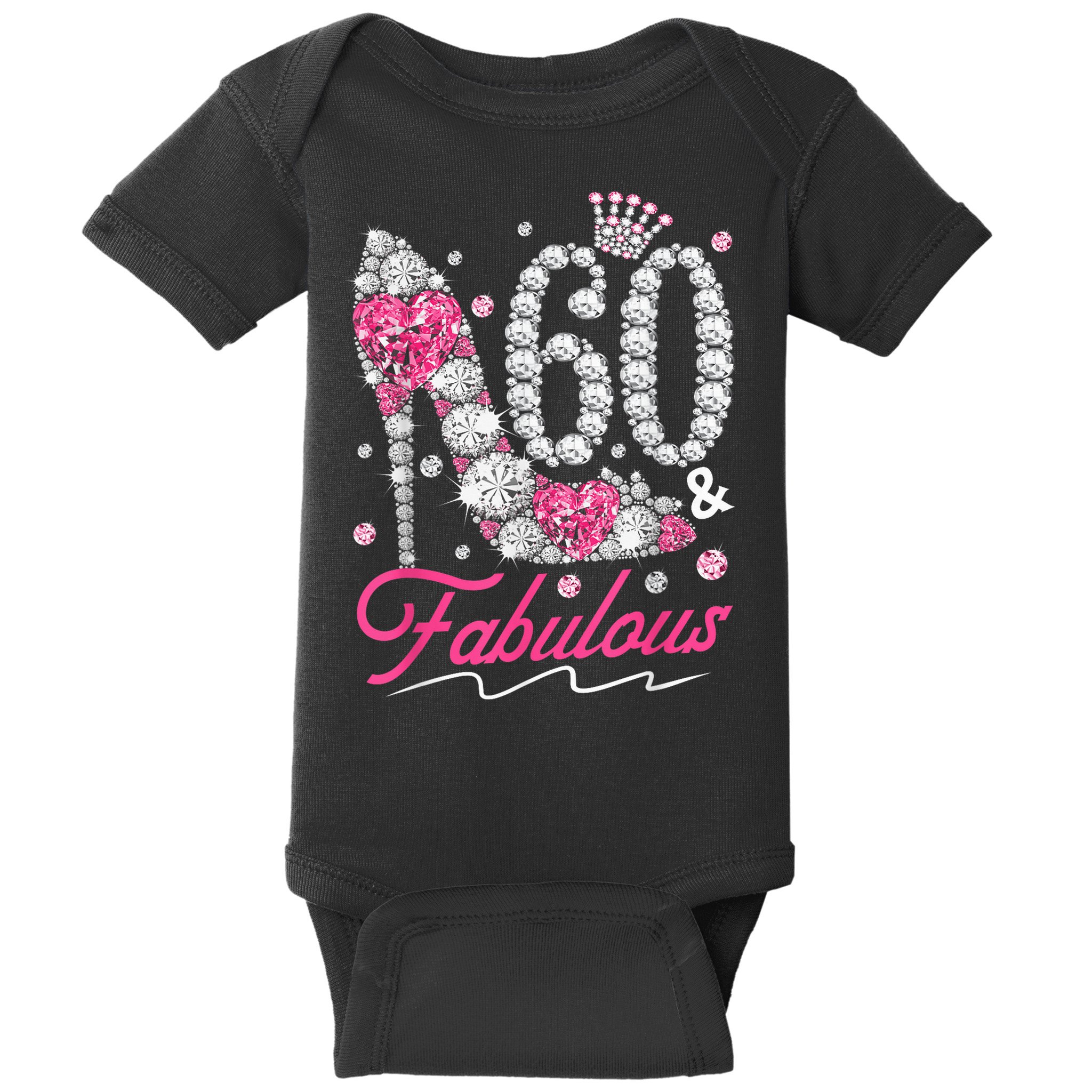 60th Birthday 60 & Fabulous Pink 60 Years Old Diamond Shoes Baby Bodysuit