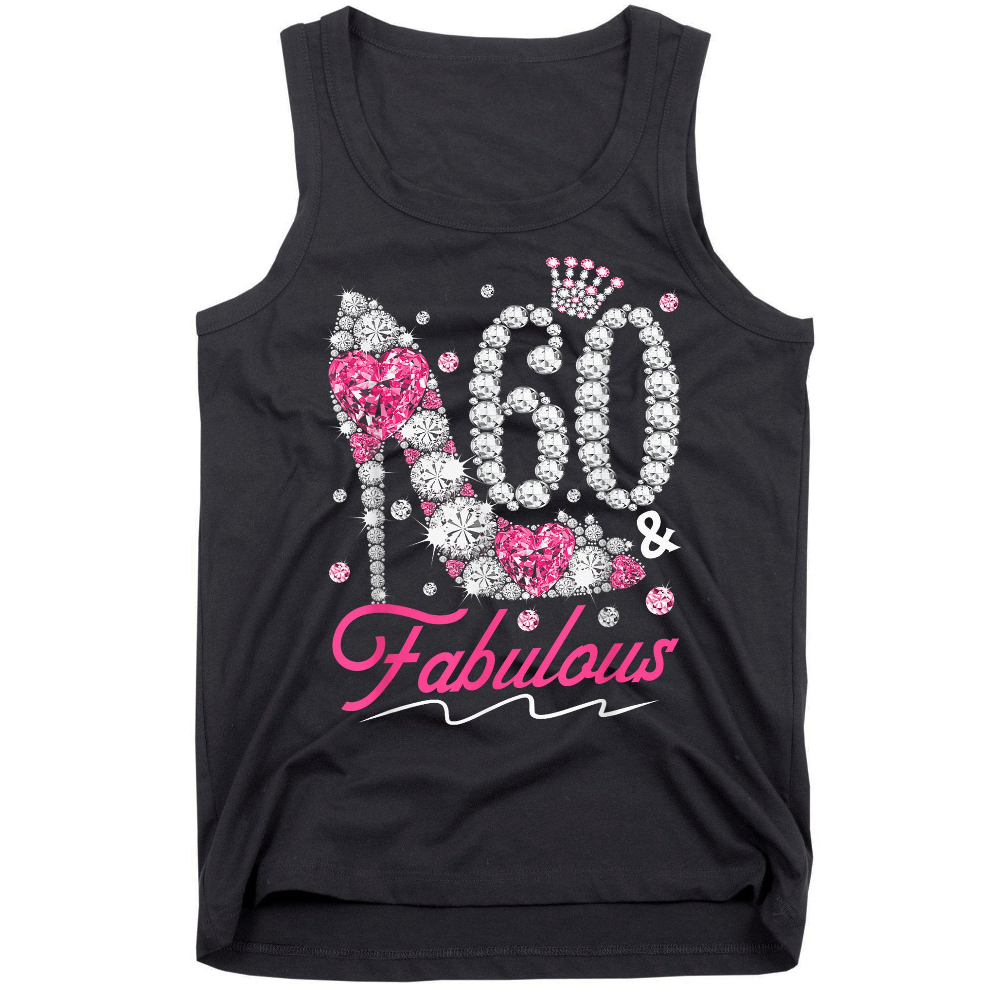 60th Birthday 60 & Fabulous Pink 60 Years Old Diamond Shoes Tank Top