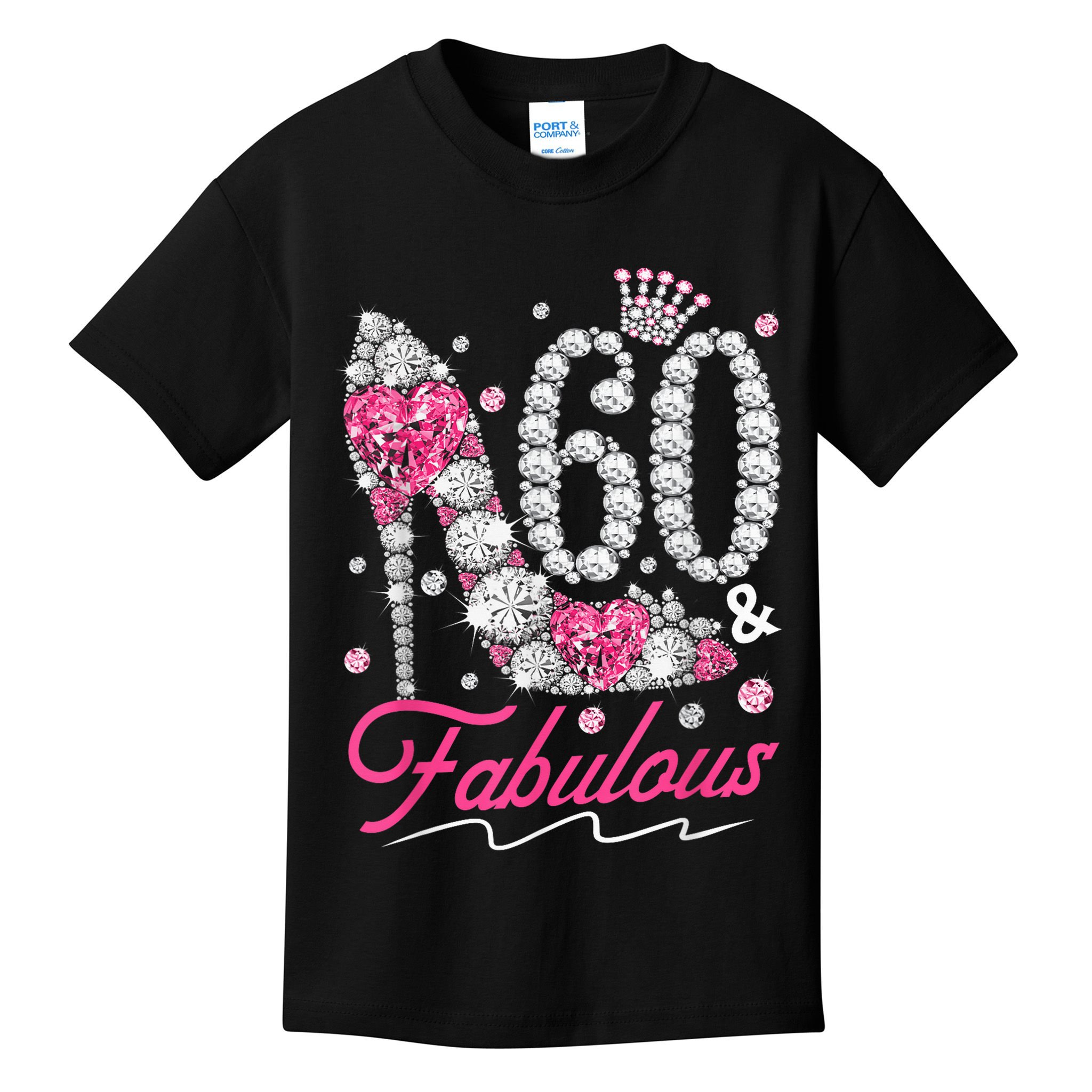 60th Birthday 60 & Fabulous Pink 60 Years Old Diamond Shoes Kids T-Shirt