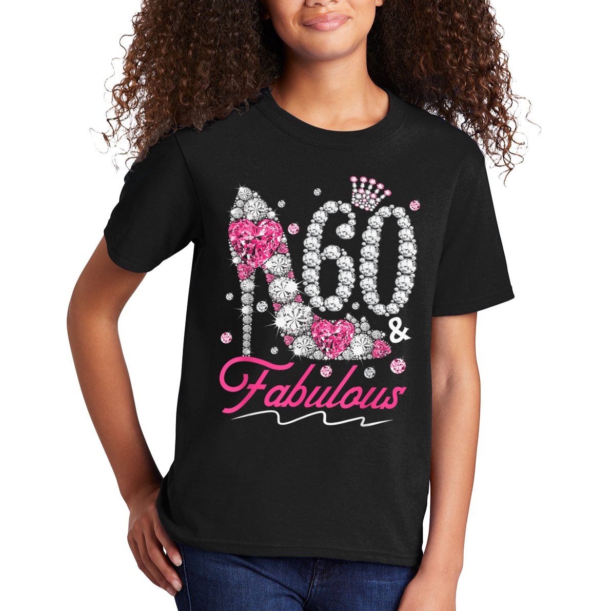 60th Birthday 60 & Fabulous Pink 60 Years Old Diamond Shoes Kids T-Shirt