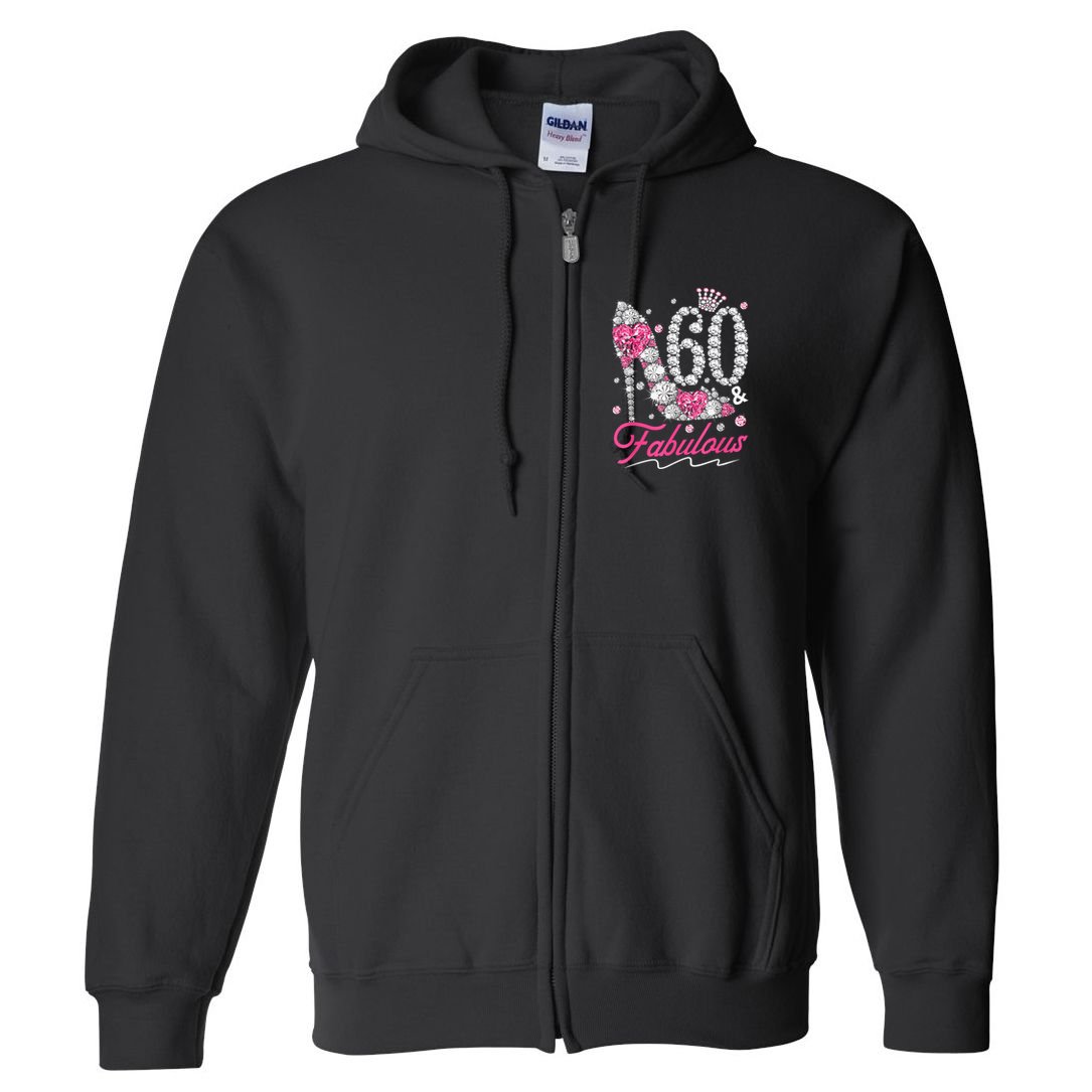 60th Birthday 60 & Fabulous Pink 60 Years Old Diamond Shoes Full Zip Hoodie