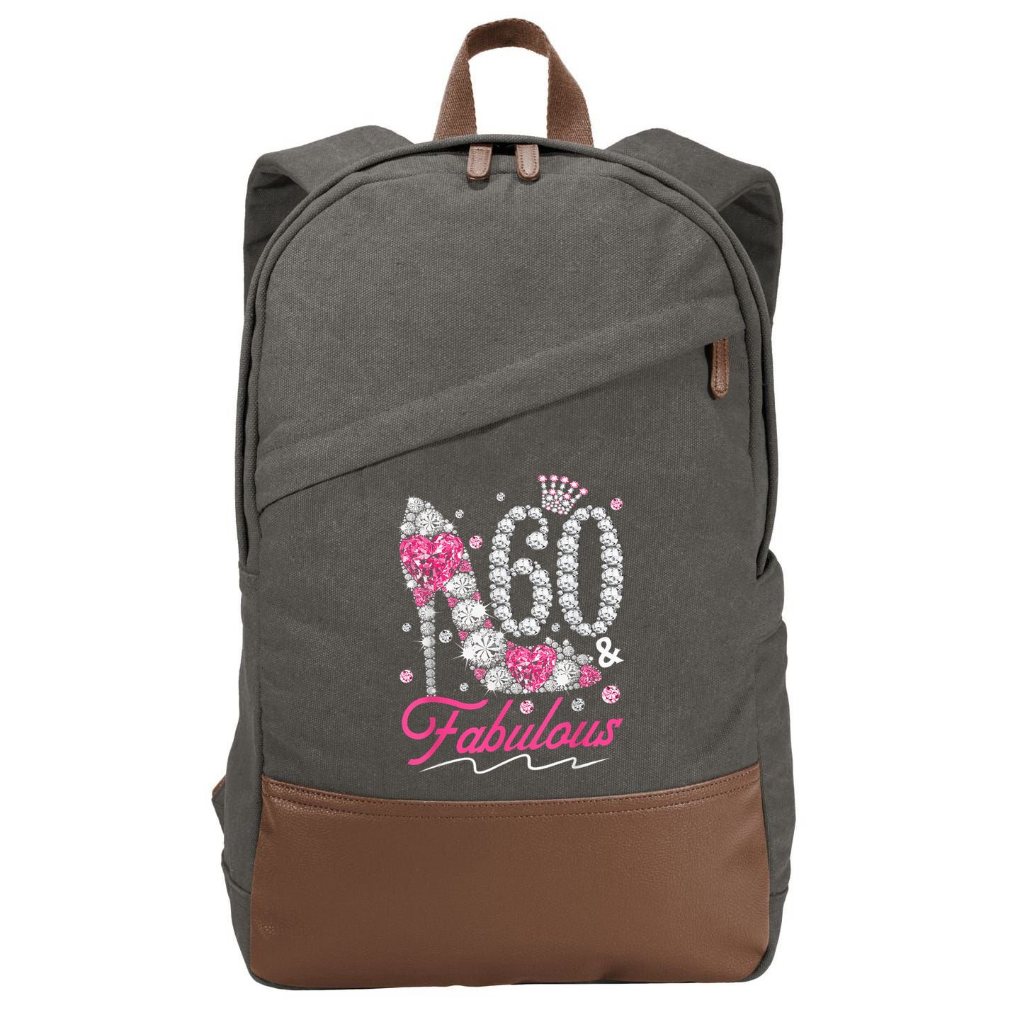 60th Birthday 60 & Fabulous Pink 60 Years Old Diamond Shoes Cotton Canvas Backpack