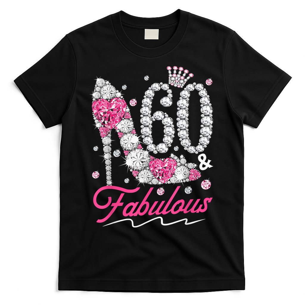 60th Birthday 60 & Fabulous Pink 60 Years Old Diamond Shoes T-Shirt