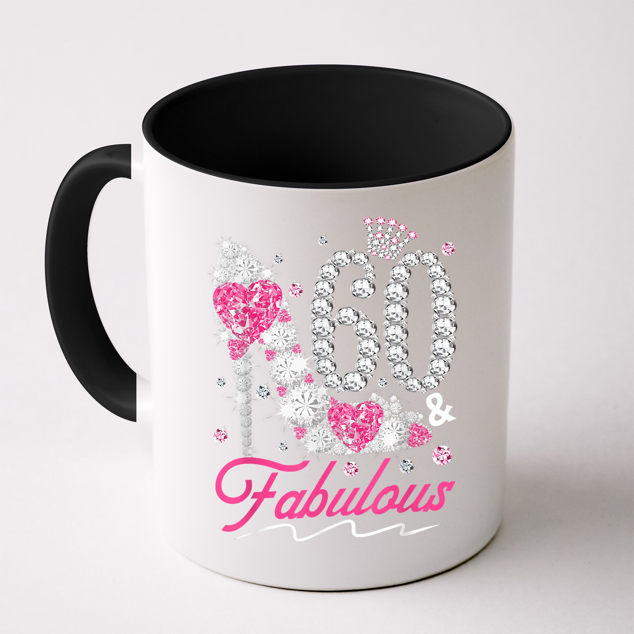 60th Birthday 60 & Fabulous Pink 60 Years Old Diamond Shoes Mug