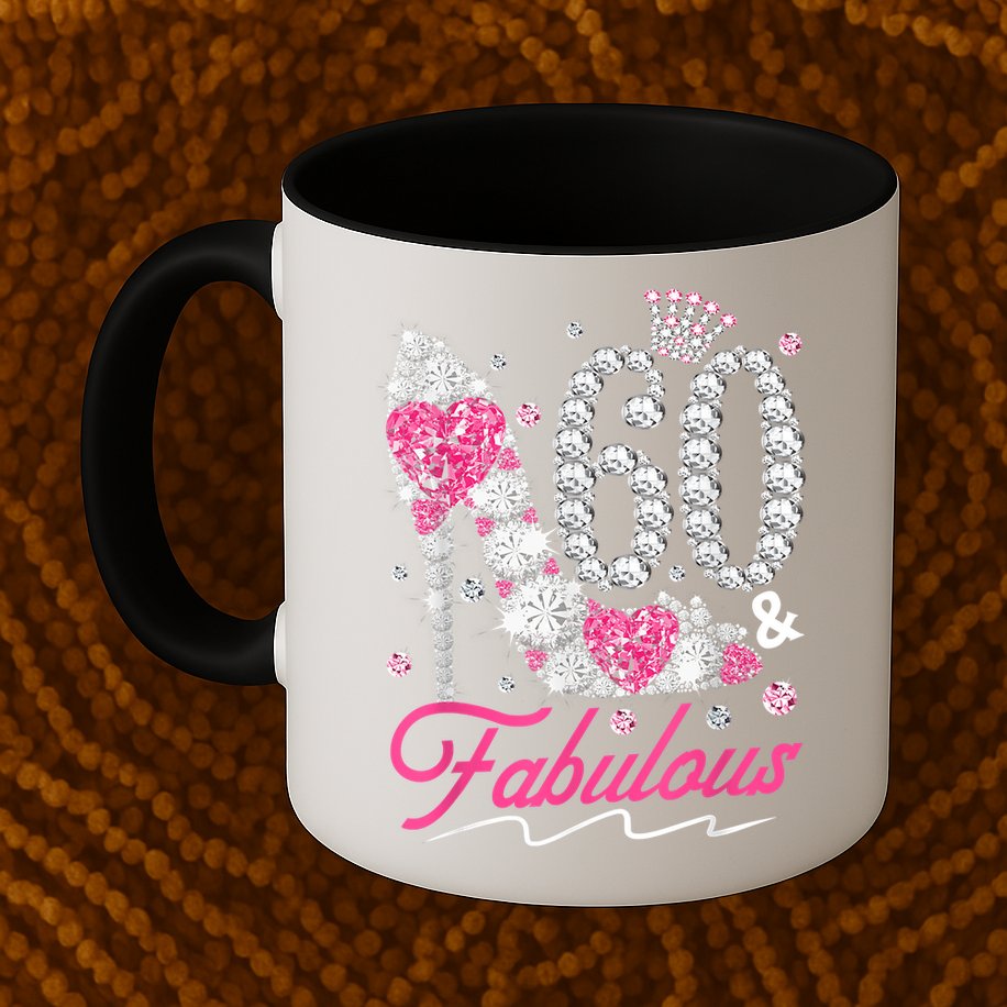 60th Birthday 60 & Fabulous Pink 60 Years Old Diamond Shoes Mug