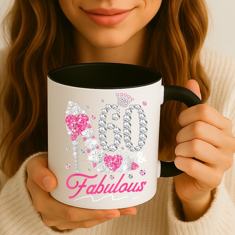 60th Birthday 60 & Fabulous Pink 60 Years Old Diamond Shoes Mug