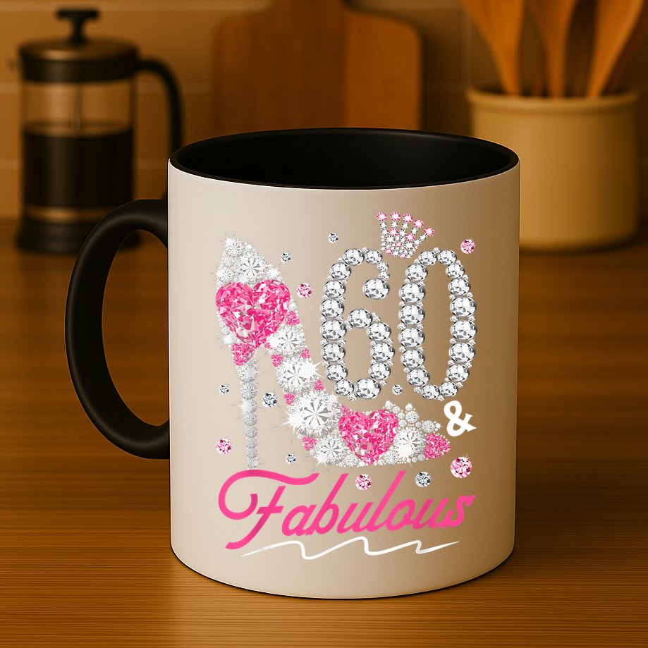 60th Birthday 60 & Fabulous Pink 60 Years Old Diamond Shoes Mug