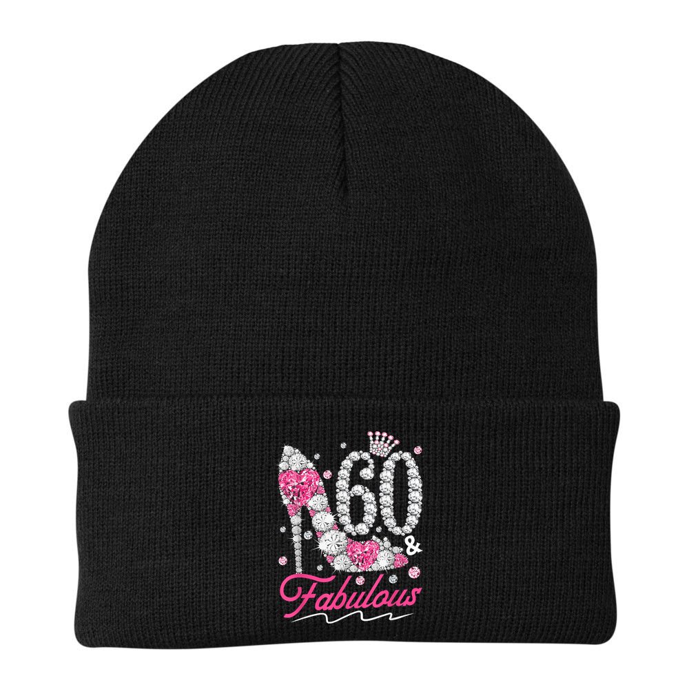 60th Birthday 60 & Fabulous Pink 60 Years Old Diamond Shoes Beanie