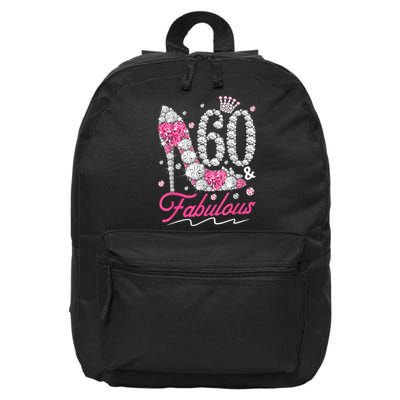 60th Birthday 60 & Fabulous Pink 60 Years Old Diamond Shoes 16 in Basic Backpack