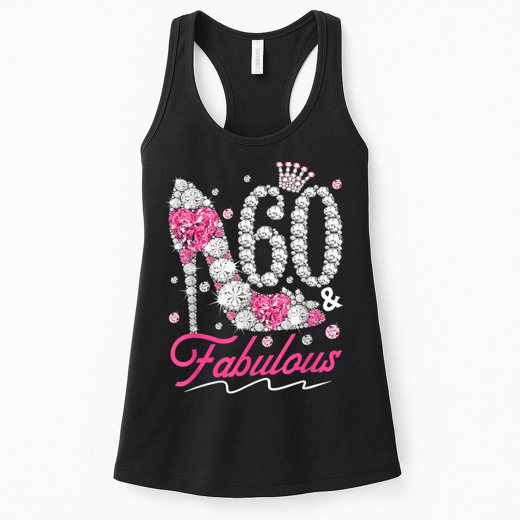 60th Birthday 60 & Fabulous Pink 60 Years Old Diamond Shoes Womens Tank Top