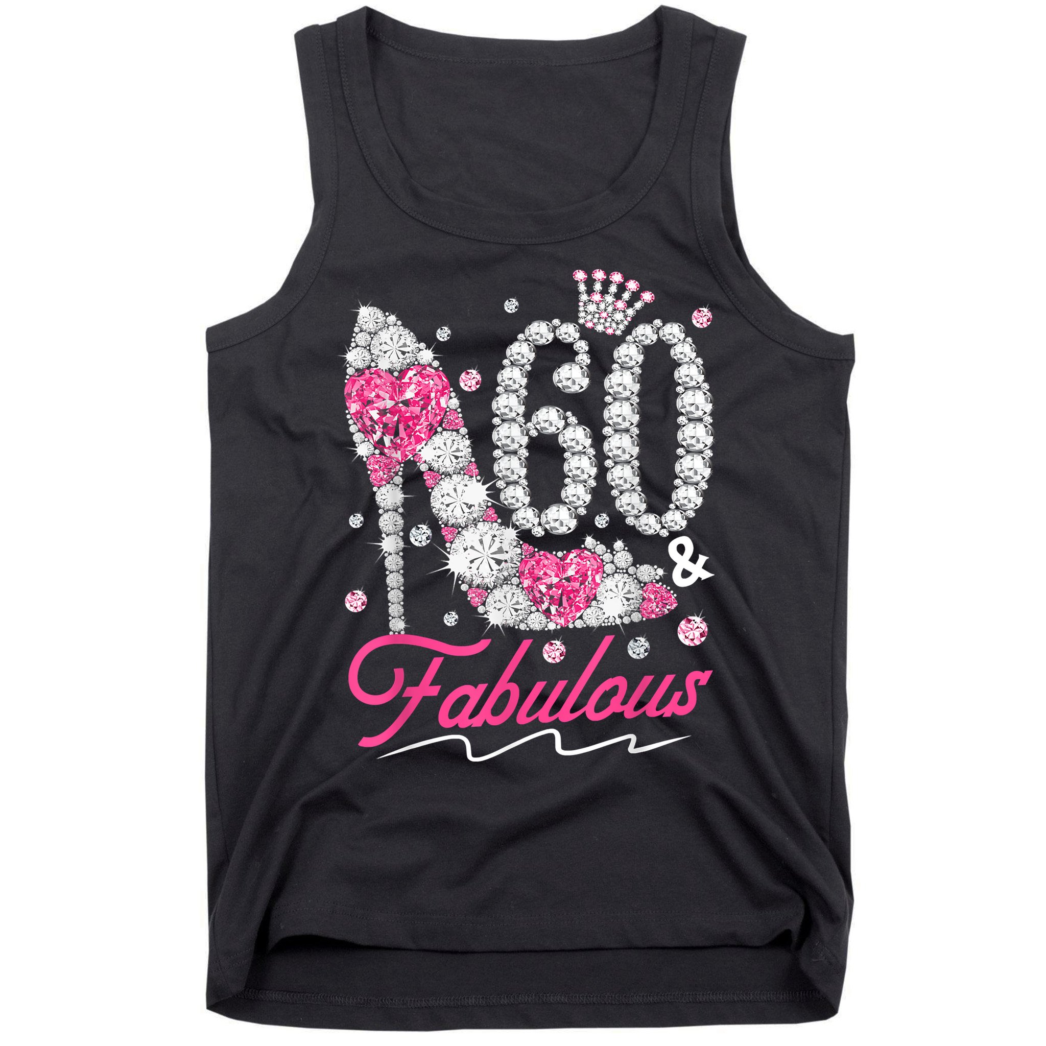 60th Birthday 60 & Fabulous Pink 60 Years Old Diamond Shoes Tank Top