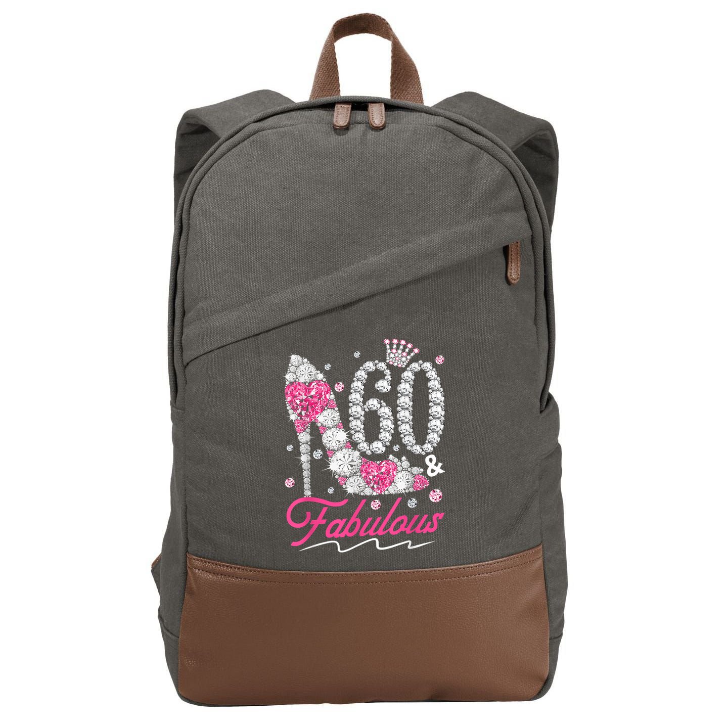 60th Birthday 60 & Fabulous Pink 60 Years Old Diamond Shoes Cotton Canvas Backpack