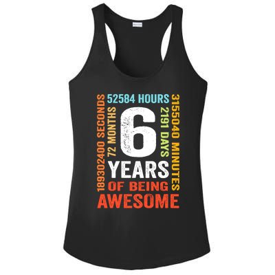 6th Birthday 6 Years Old Vintage Retro 72 Months Boy Girl Ladies PosiCharge Competitor Racerback Tank