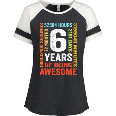 6th Birthday 6 Years Old Vintage Retro 72 Months Boy Girl Enza Ladies Jersey Colorblock Tee