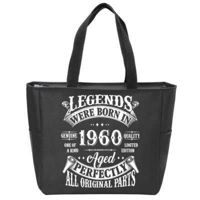 64th Birthday 64 Years Old Vintage Legends Born In 1960 Zip Tote Bag