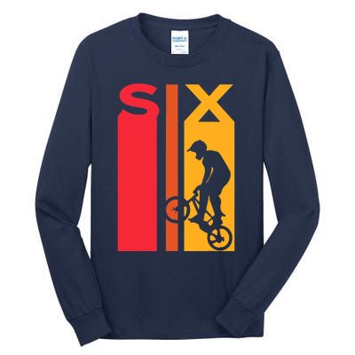 6th Birthday 6 Years Old Bmx Bike Lover Bday Funny Tall Long Sleeve T-Shirt