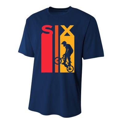 6th Birthday 6 Years Old Bmx Bike Lover Bday Funny Performance Sprint T-Shirt