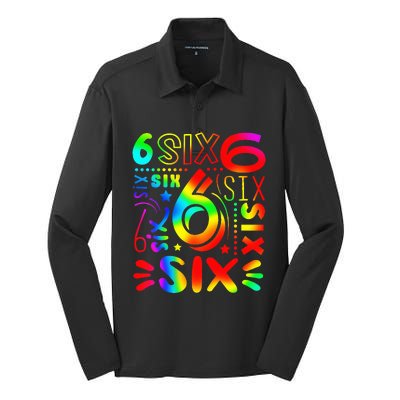 6th Birthday 6th Birthday funny Birthday Silk Touch Performance Long Sleeve Polo