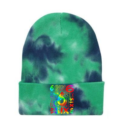 6th Birthday 6th Birthday funny Birthday Tie Dye 12in Knit Beanie