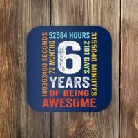 6th Birthday 6 Years Old Vintage Retro 72 Months Coaster