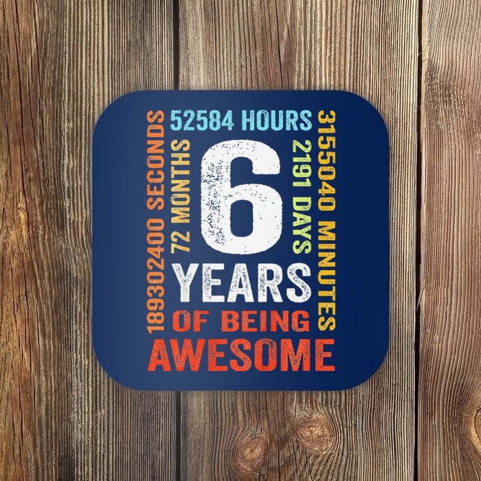 6th Birthday 6 Years Old Vintage Retro 72 Months Coaster