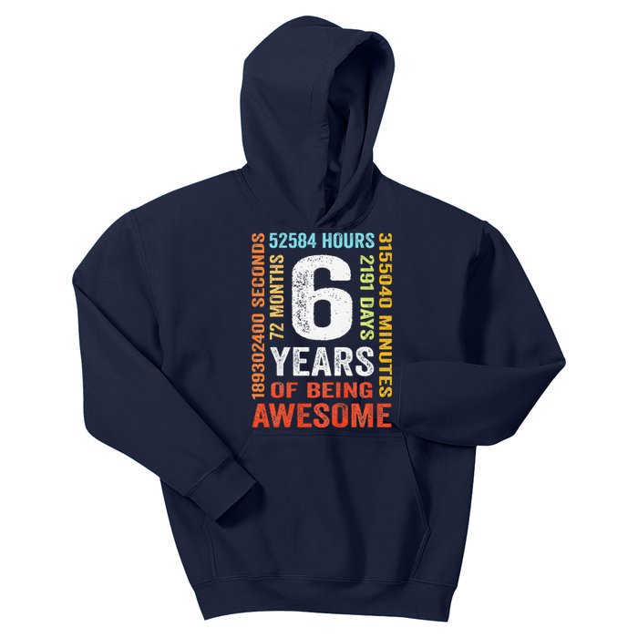 6th Birthday 6 Years Old Vintage Retro 72 Months Kids Hoodie