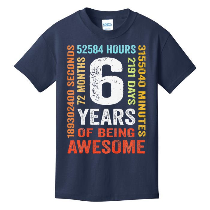 6th Birthday 6 Years Old Vintage Retro 72 Months Kids T-Shirt