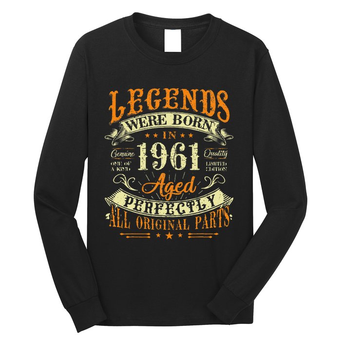 62th Birthday 62 Years Old Vintage Legends Born In 1961 Long Sleeve Shirt