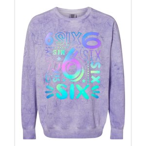 6th Birthday 6th Birthday Birthday Colorblast Crewneck Sweatshirt