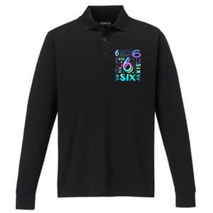 6th Birthday 6th Birthday Birthday Performance Long Sleeve Polo