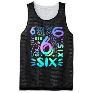 6th Birthday 6th Birthday Birthday Mesh Reversible Basketball Jersey Tank