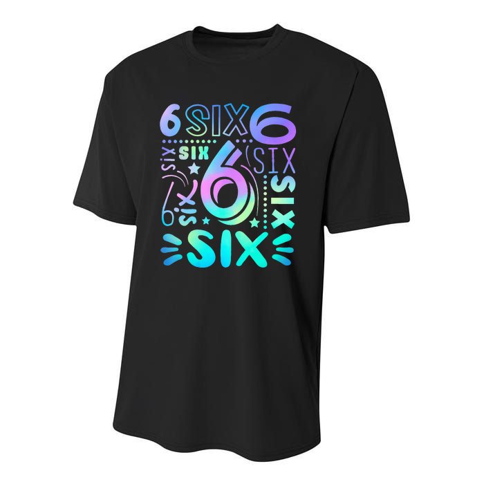 6th Birthday 6th Birthday Birthday Youth Performance Sprint T-Shirt