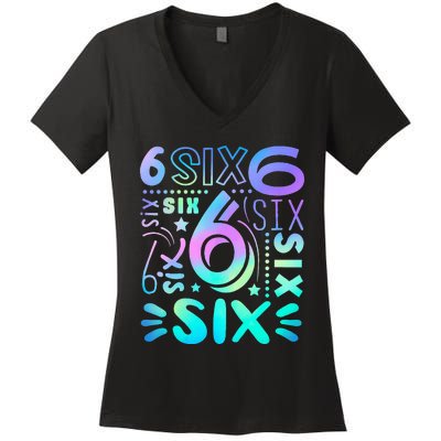 6th Birthday 6th Birthday Birthday Women's V-Neck T-Shirt