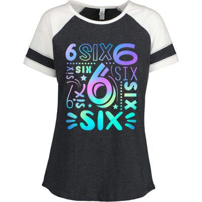 6th Birthday 6th Birthday Birthday Enza Ladies Jersey Colorblock Tee