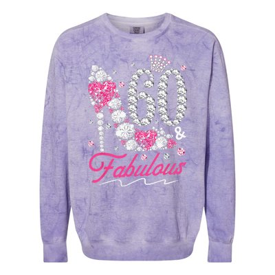 60th Birthday 60 & Fabulous Pink 60 Years Old Diamond Shoes Colorblast Crewneck Sweatshirt