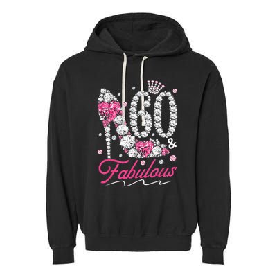 60th Birthday 60 & Fabulous Pink 60 Years Old Diamond Shoes Garment-Dyed Fleece Hoodie