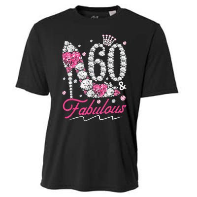 60th Birthday 60 & Fabulous Pink 60 Years Old Diamond Shoes Cooling Performance Crew T-Shirt